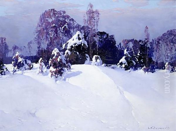 Snow Atop The Trees Oil Painting by Stepan Feodorovich Kolesnikov