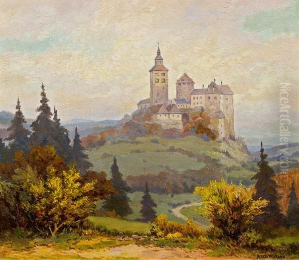 Burg Schlaining Im Tauchental Oil Painting by Albert Kollmann