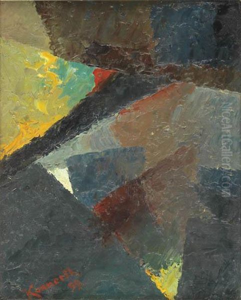Modernist Abstraction. Oil Painting by Hermann Konnerth