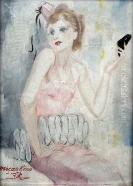 Elegante Au Loup Noir Oil Painting by Micao Kono