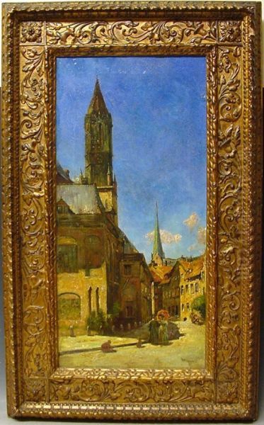 Jacobi.-und Petrikirche In Hamburg Oil Painting by Dietrich Leonidas Kooremann