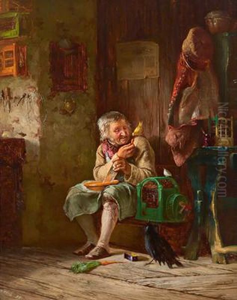 Der Vogelfreund Oil Painting by Pancraz Korle