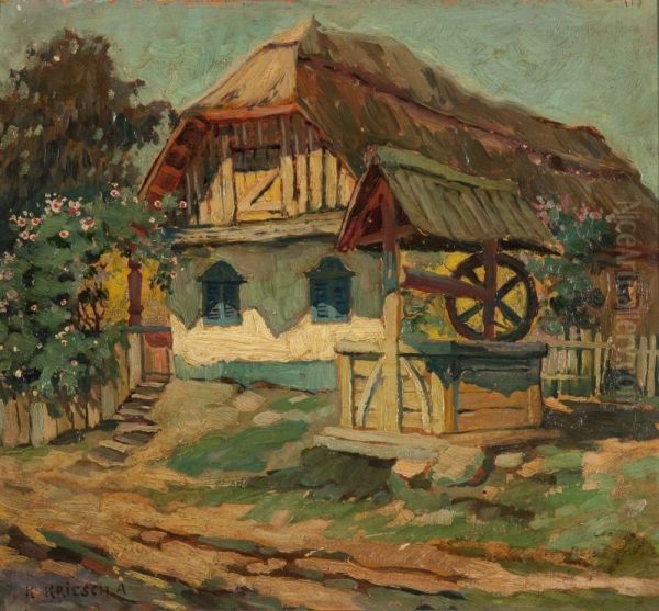 Szolohazam Oil Painting by Aladar Korosfoi Kriesch