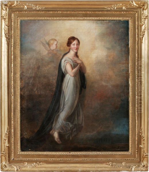 Allegorical Female Figure Oil Painting by Per Ii Krafft