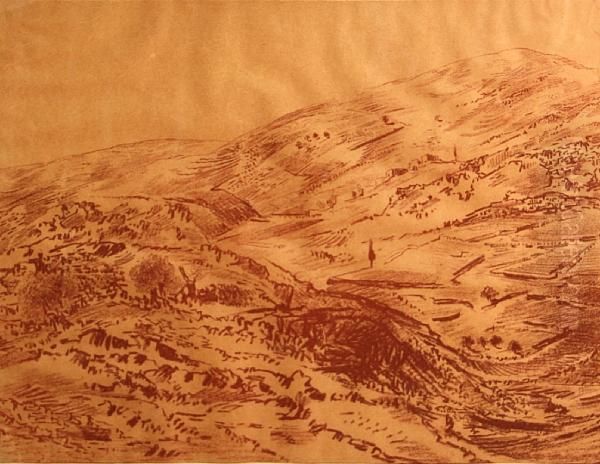 Hills On The Way To Jerusalem Oil Painting by Leopold Krakauer