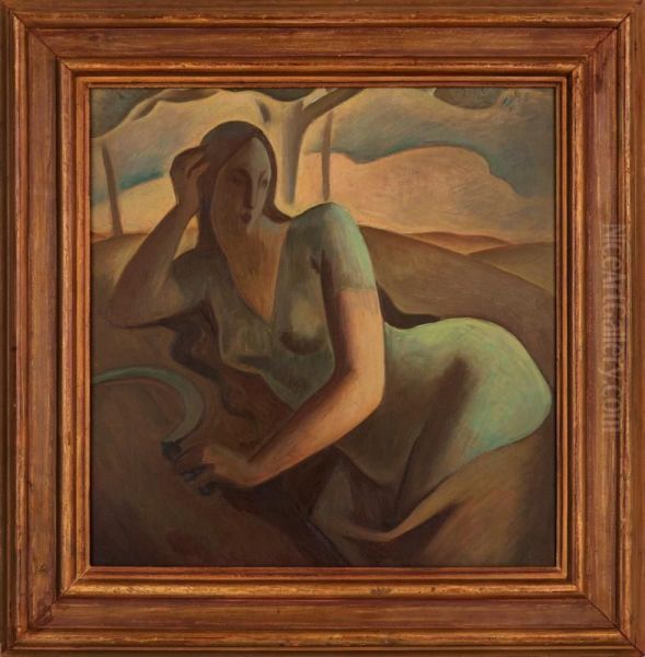 Odpocivajici Divka Oil Painting by Jaroslav Kral