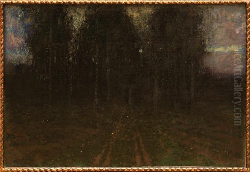 Milenecky Par V Brezovem Haji Oil Painting by Vilem Kreibich
