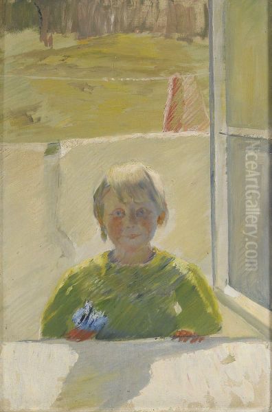 Nanna I Fonstret Oil Painting by Othilia, Oda Krohg