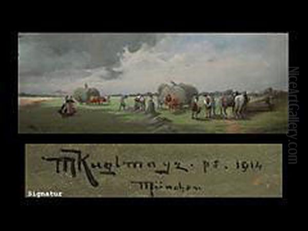 Bei Der Heuernte Oil Painting by Max Kuglmayr