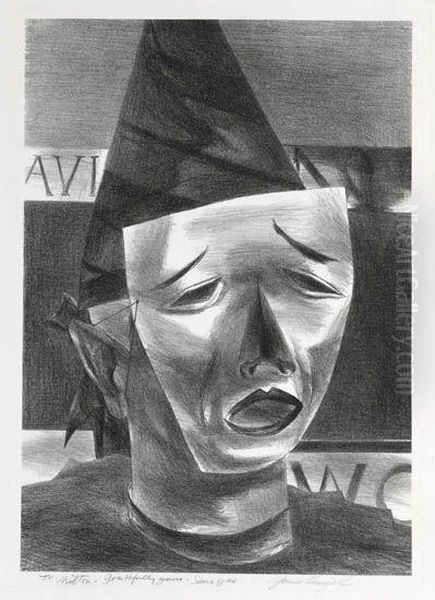Mask Oil Painting by Yasuo Kuniyoshi