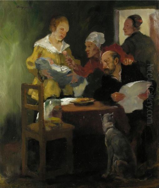 Das Neugeborene Oil Painting by Leo Kuppers