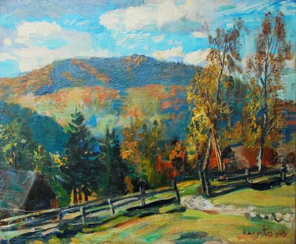 Pejzaz Beskidzki Oil Painting by Czeslaw Kuryatto