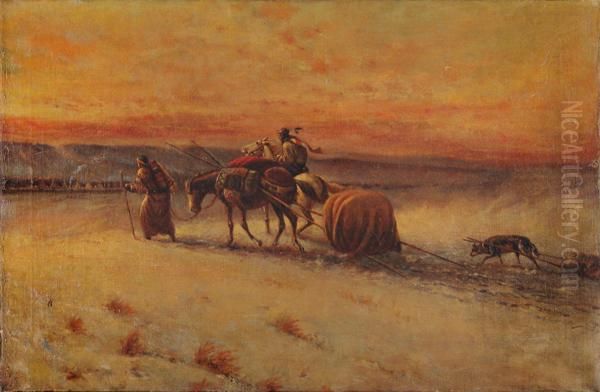 Returning To Camp Oil Painting by William de la Montagne Cary