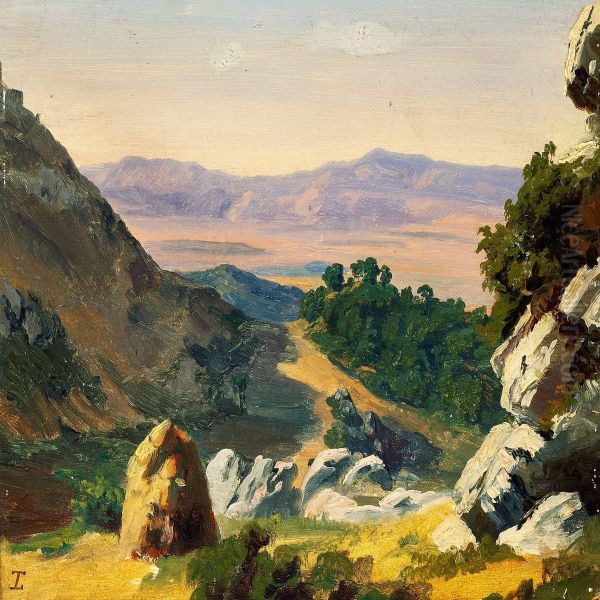 Italian Landscape Oil Painting by Thorald Laessoe
