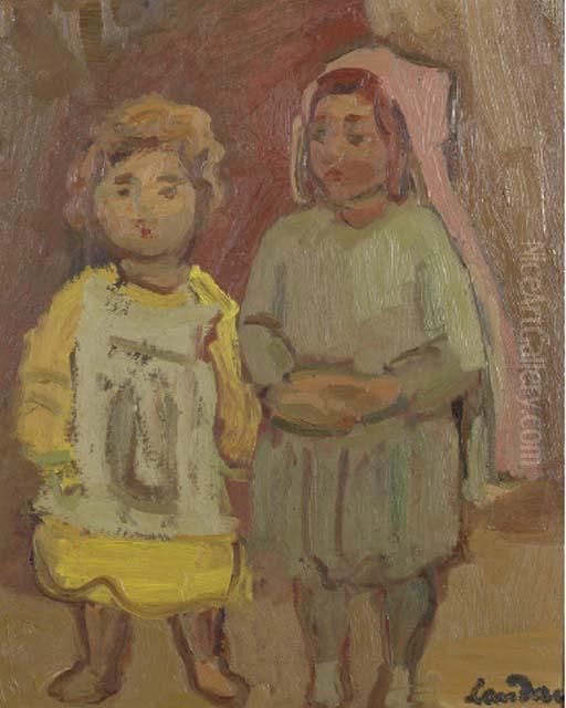 Portrait Of Two Girls Oil Painting by Emilie Landau