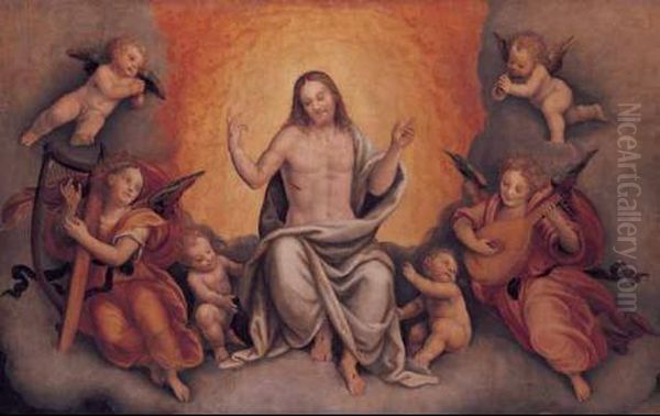 Cristo In Gloria Tra Gli Angeli Oil Painting by Bernardino Lanino