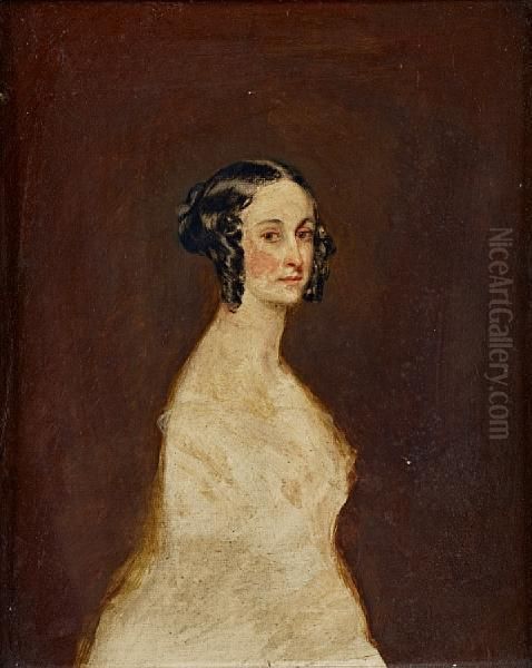 Portrait Study - Lady In White Oil Painting by Robert Scott Lauder