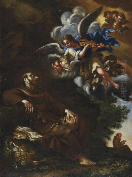Saint Francis Of Assisi In Ecstasy Oil Painting by Cirlce Of Filippo Lauri