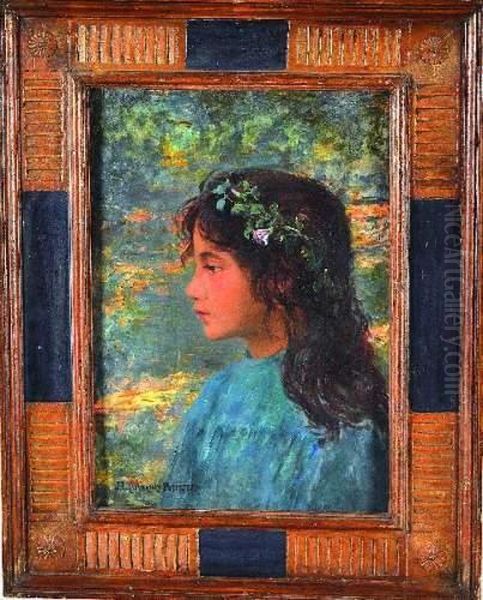 portrait De Jeune Fille Oil Painting by Jeanne Lauvernay-Petitjean