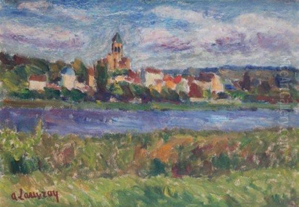 Vue De Vetheil Oil Painting by Louis Alphonse Abel Lauvray