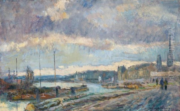 Le Port De Rouen Oil Painting by Albert Lebourg