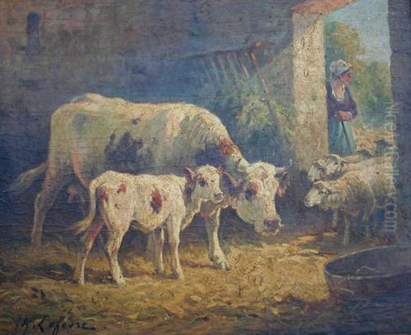 Establo Oil Painting by Charles Lefevre