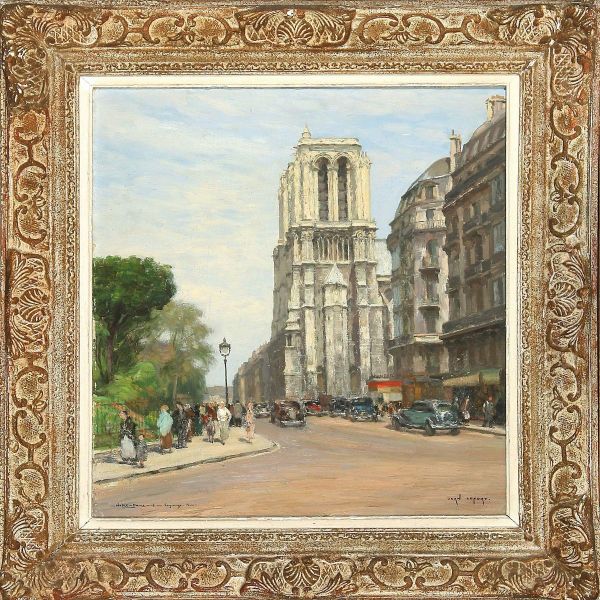 Notre Dame Et Rue Lagrange. Paris Oil Painting by Jean Lefort