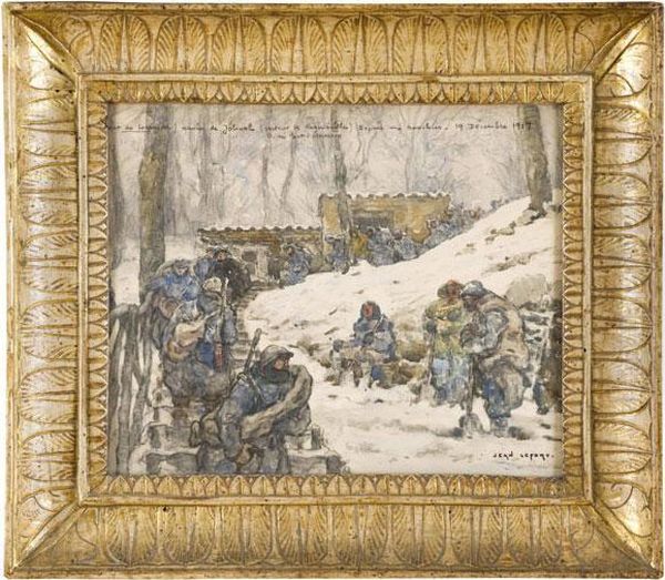 Soldati Sotto La Neve Oil Painting by Jean Lefort