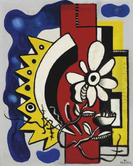 Composition A La Marguerite Oil Painting by Fernand Leger