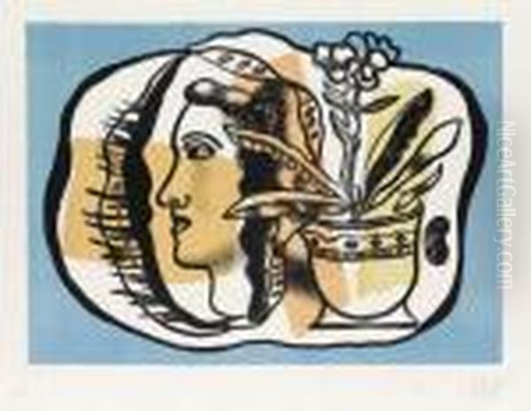Composition Au Profil Oil Painting by Fernand Leger