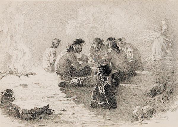 Glow Of The Cookfire Oil Painting by William Robinson Leigh