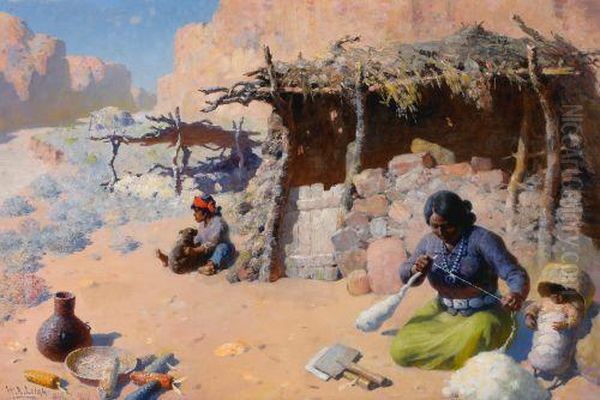 Navahos At Home Oil Painting by William Robinson Leigh