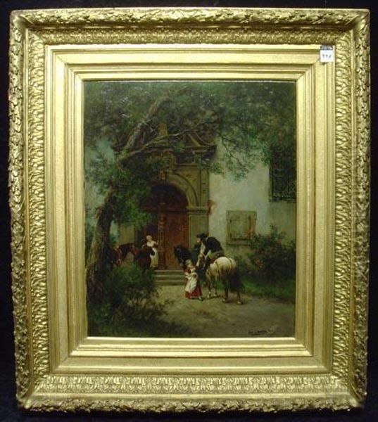 Nach Dem Ausritt Oil Painting by Jacobus Leisten