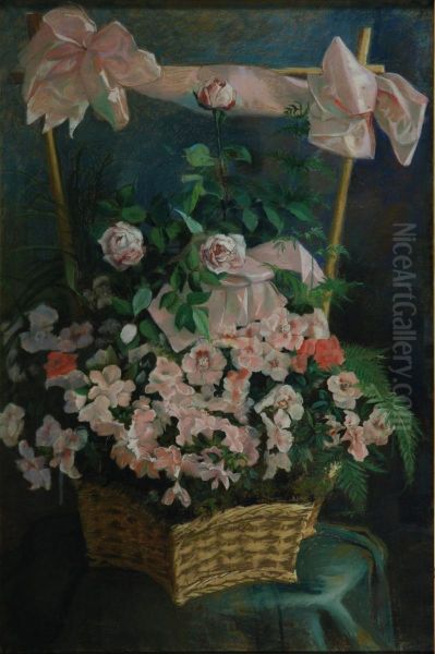 Vaso Con Fiori Oil Painting by Anne Clara Lemaitre