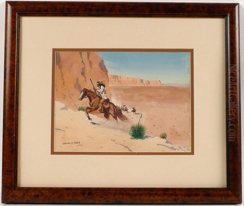 Calvary And Apache Oil Painting by H. Reedy Leonard