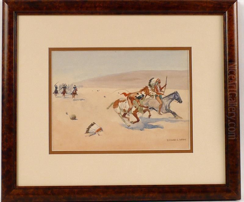 Calvary And Cheyenne Oil Painting by H. Reedy Leonard