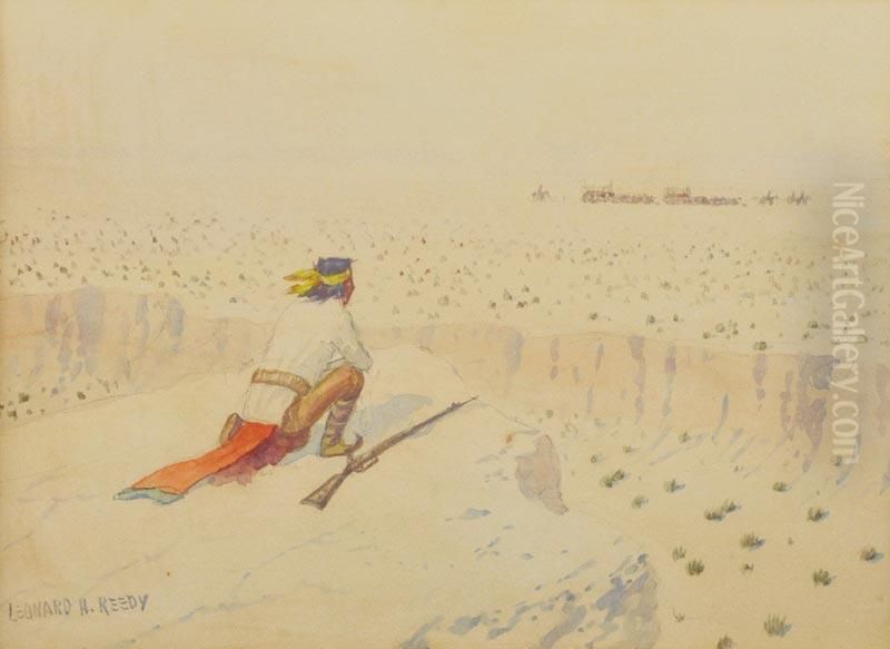 Apache Scout Oil Painting by H. Reedy Leonard