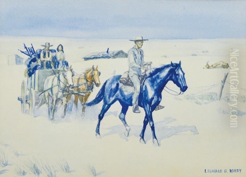 Leaving The Dust Bowl Oil Painting by H. Reedy Leonard