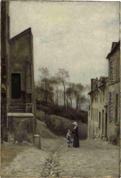 Montmartre, La Rue Cortot Oil Painting by Stanislas Lepine