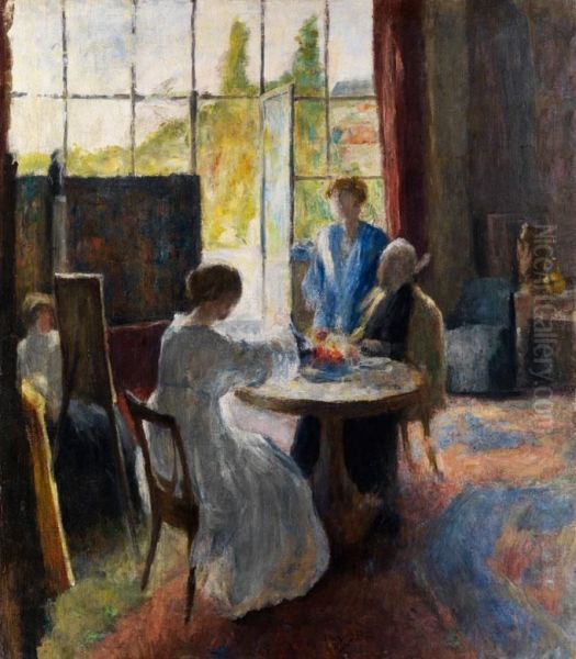 Fruhstuckspause Im Atelier Desmalers Oil Painting by Henri Lerolle