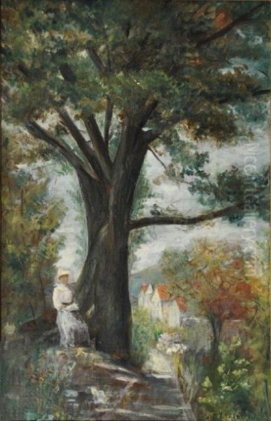 Femme Assise Au Pied D'un Arbre Oil Painting by Henri Emile Lessore