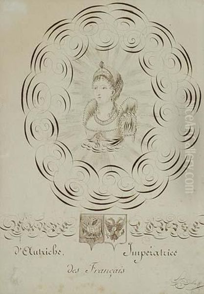 Calligraphic Portrait Of Empress Marie-louise Oil Painting by Jean Charles Levasseur