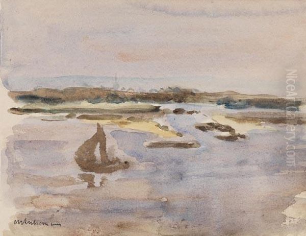 Seestuck Mit Segelboot Oil Painting by Max Liebermann