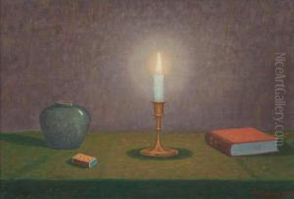In Candle Light Oil Painting by Otto Lindberg