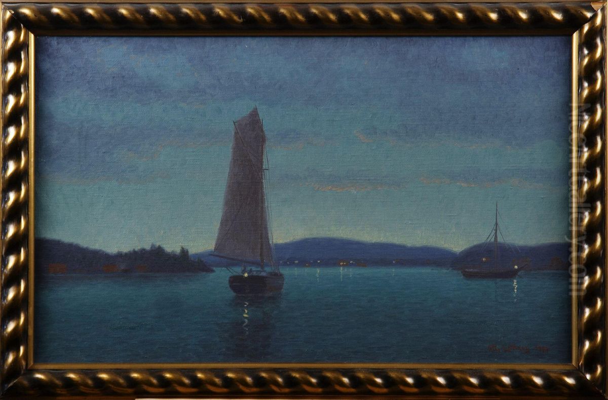 Nattseglats Oil Painting by Otto Lindberg
