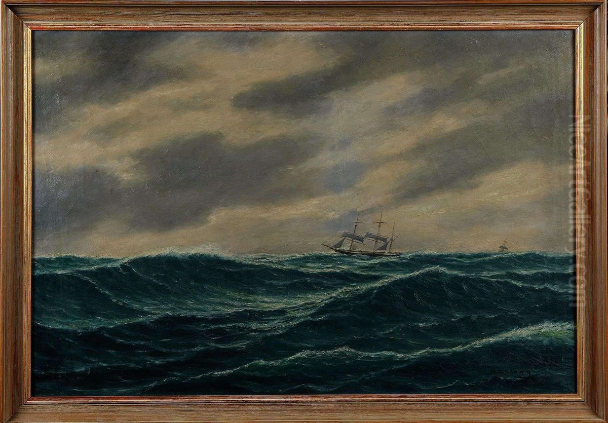 Skepp Pastormigt Hav Oil Painting by Otto Lindberg