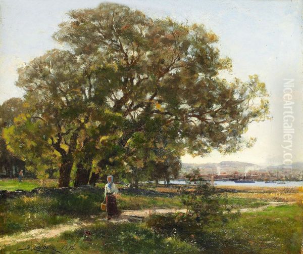 Hisingen En Sommardag Oil Painting by Berndt Adolf Lindholm