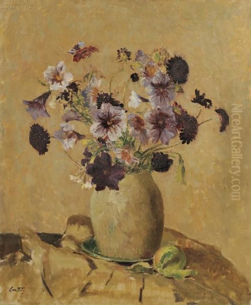 Salpiglossis Oil Painting by Edward Barnard Lintott