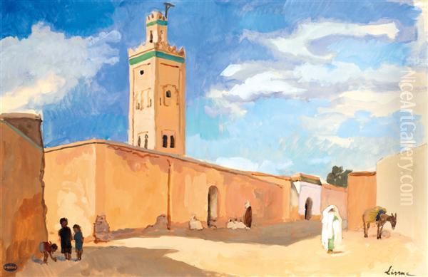 Mosquee A El-kelaa, Maroc Oil Painting by Pierre Lissac