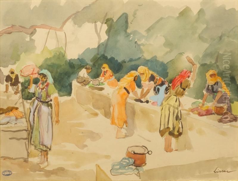 Lavandieres Oil Painting by Pierre Lissac